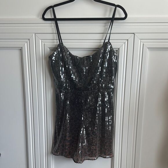 Anthropologie Sequin Romper Leopard Print and Gray - Picture 2 of 6